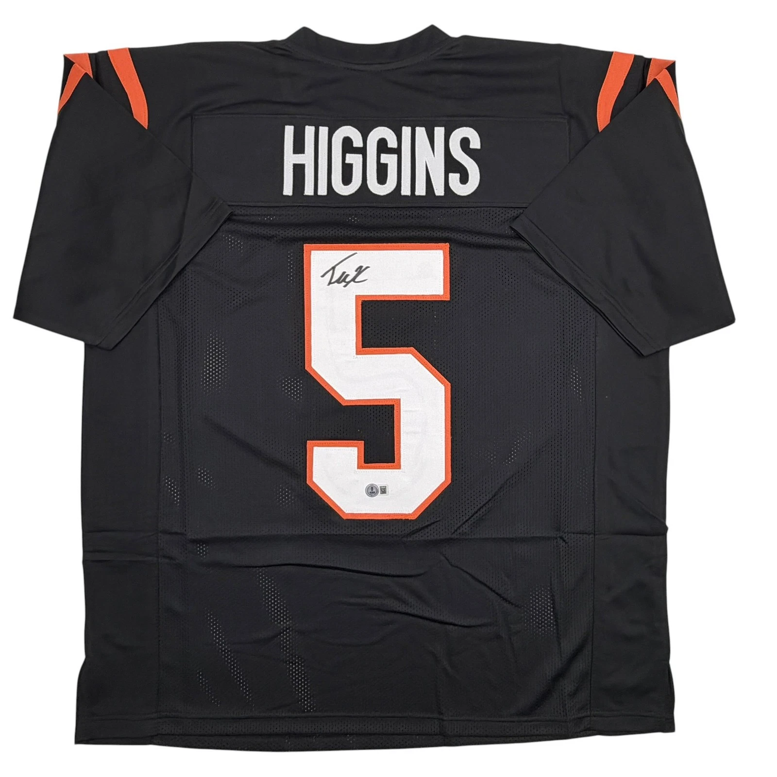 Autographed/Signed Tee Higgins Cincinnati Black Football Jersey Beckett BAS COA