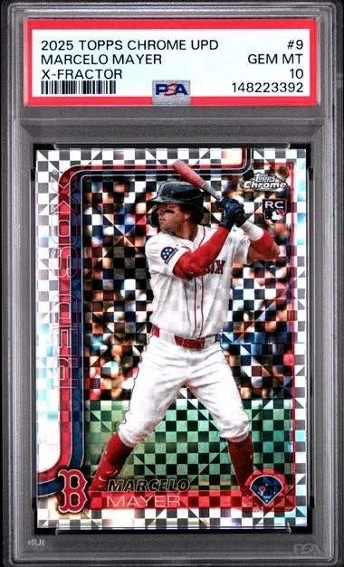 Graded 2025 Topps Chrome Update Marcelo Mayer 9 XFractor RC Baseball Card PSA 10
