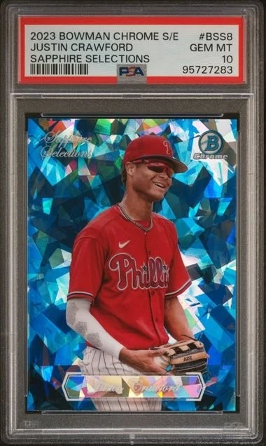 Graded 2023 Bowman Chrome Sapphire Selections Justin Crawford #BSS8 RC PSA 10