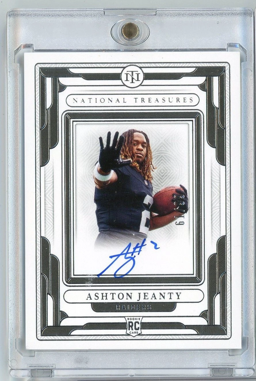 2025 Panini National Treasures Ashton Jeanty #RSFPAJY /99 Auto RC Football Card