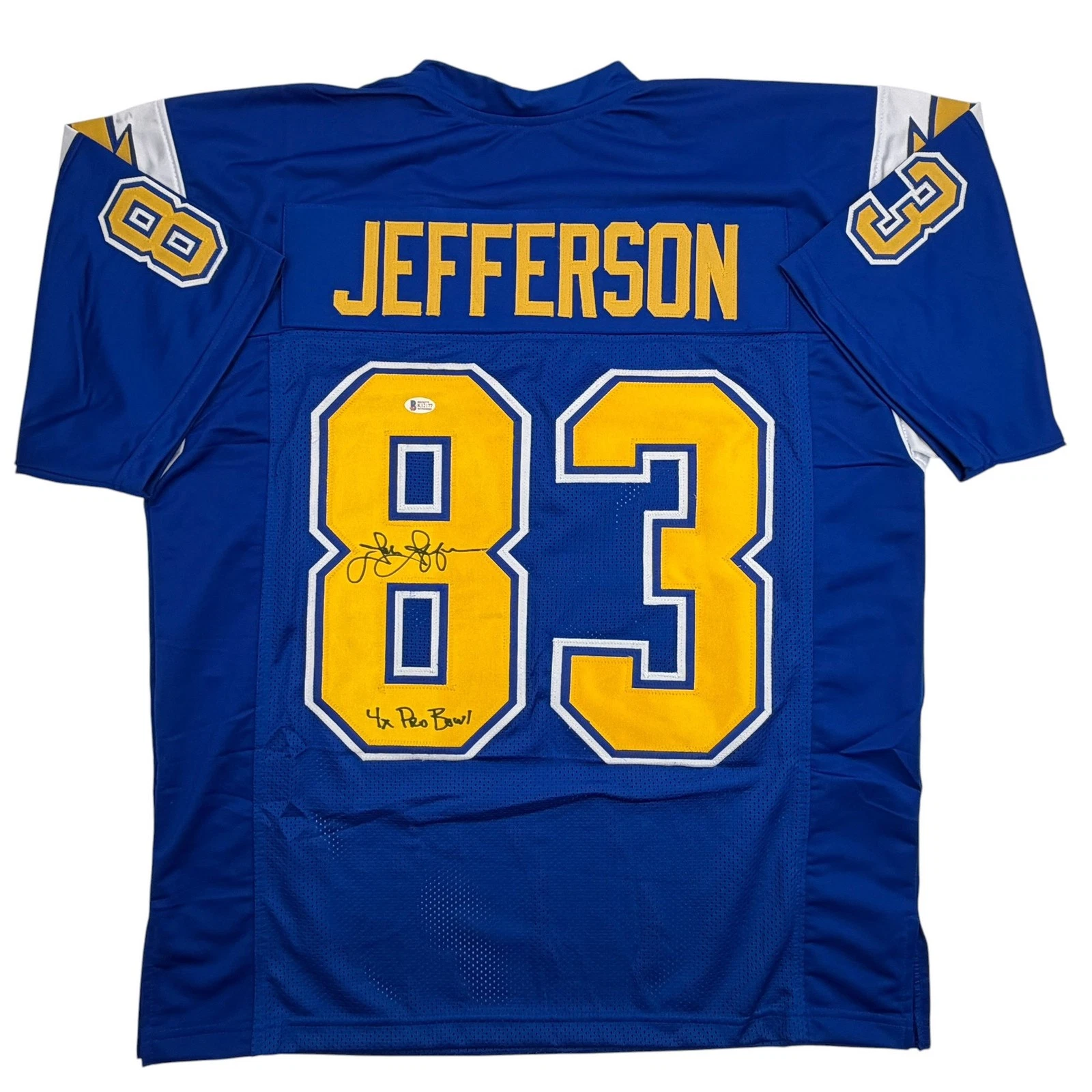 Autographed/Signed John Jefferson Los Angeles San Diego Blue Jersey Beckett COA