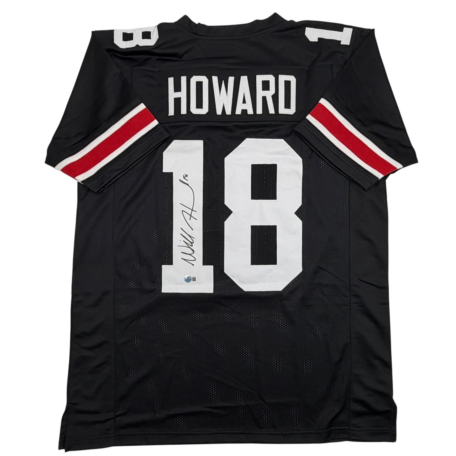 Autographed/Signed Will Howard Ohio State Black College Jersey Beckett BAS COA