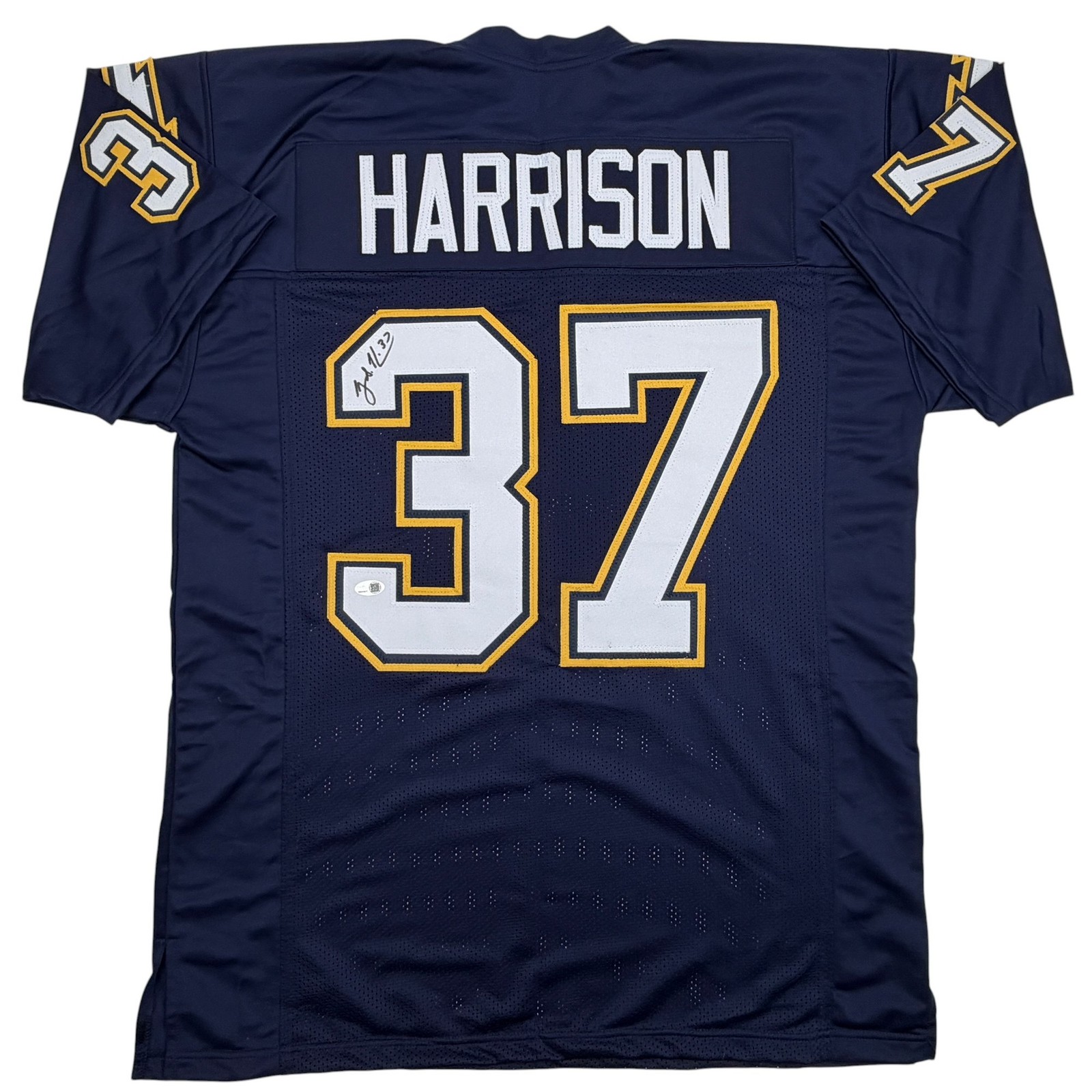 Autographed/Signed Rodney Harrison San Diego Navy Blue Jersey Beckett BAS COA