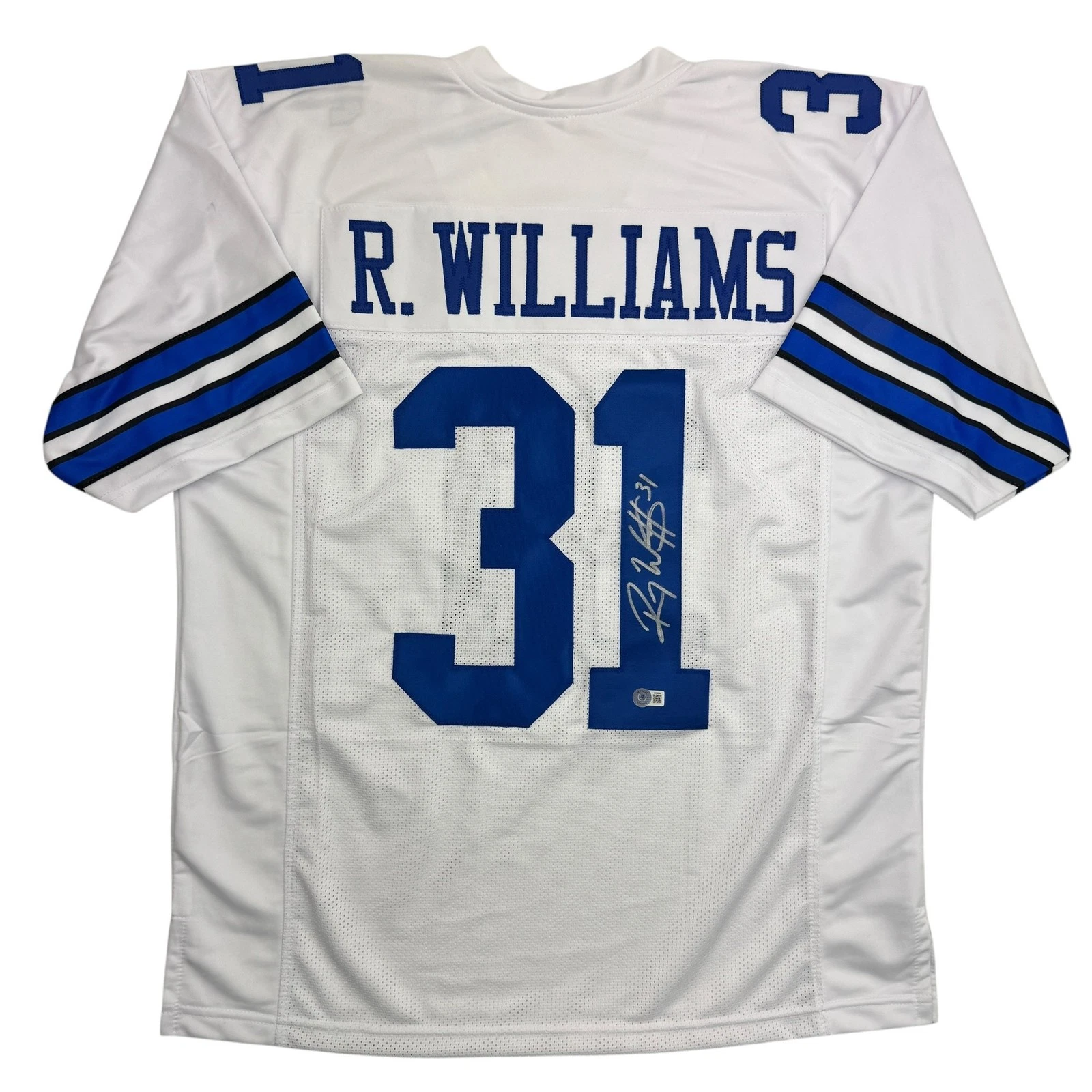 Autographed/Signed Roy Williams Dallas White Football Jersey Beckett BAS COA