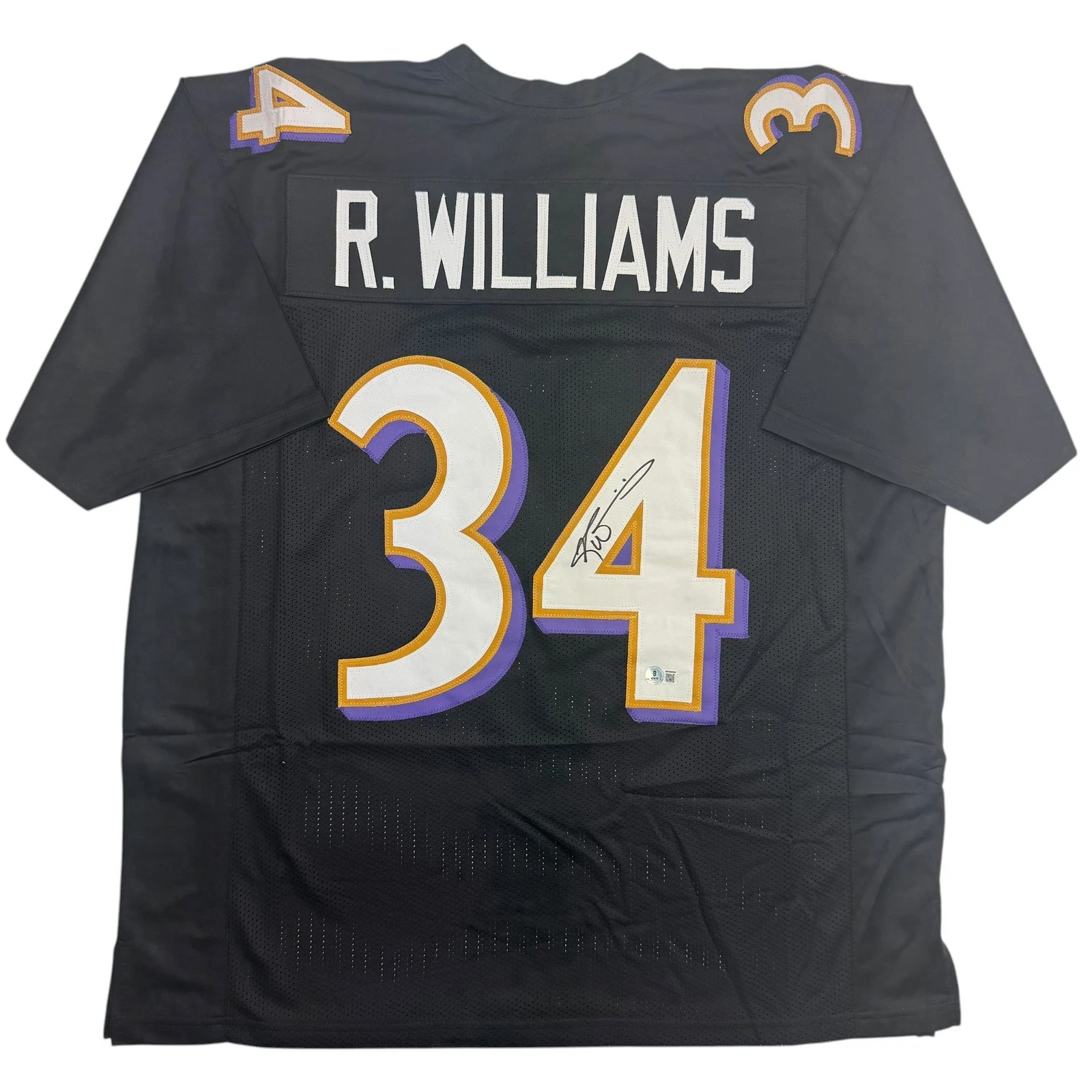 Autographed/Signed Ricky Williams Baltimore Black Football Jersey Beckett COA