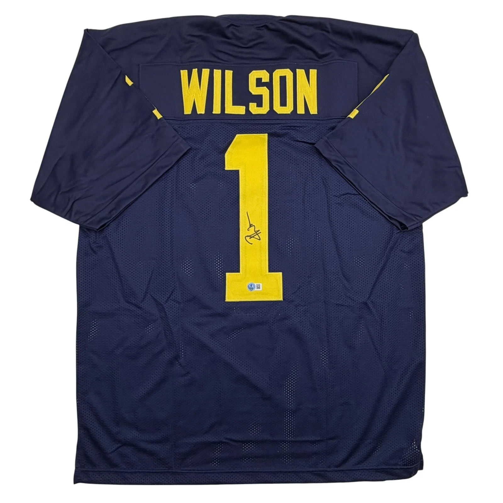 Autographed/Signed Roman Wilson Michigan Blue College Jersey Beckett BAS COA