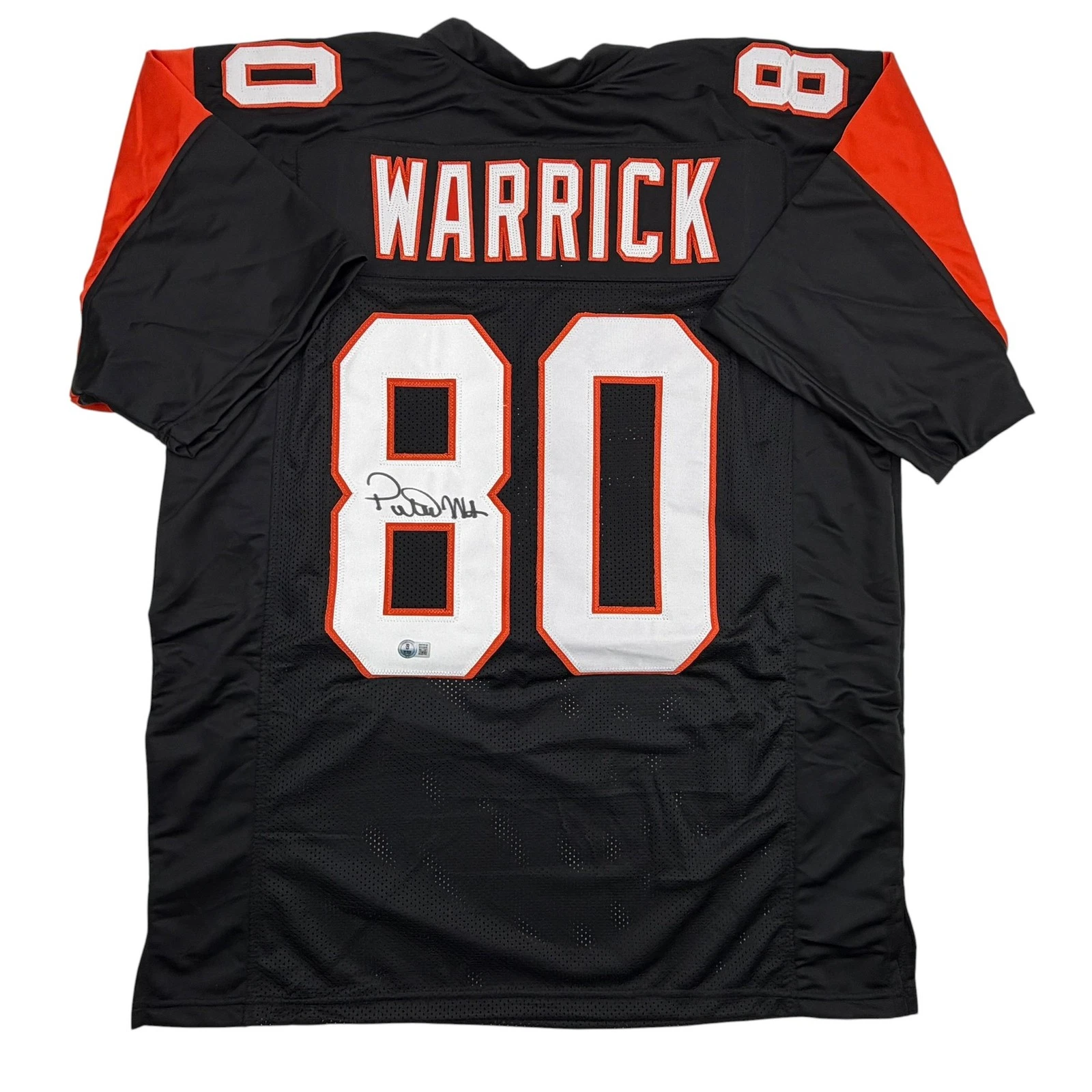Autographed/Signed Peter Warrick Cincinnati Black Jersey Beckett BAS COA