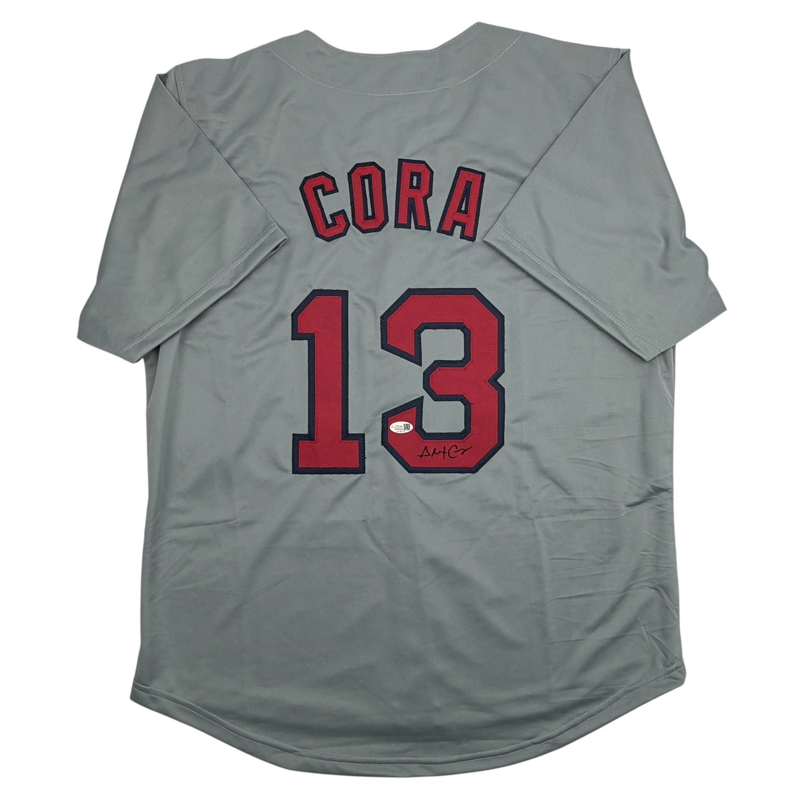 Autographed/Signed Alex Cora Boston Grey Baseball Jersey JSA COA