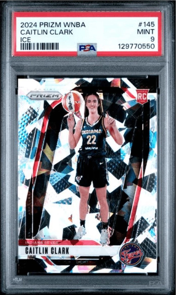 Graded 2024 Panini Prizm Caitlin Clark #145 Ice Rookie RC Basketball Card PSA 9