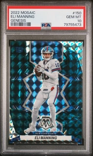 Graded 2022 Panini Mosaic Eli Manning #150 Genesis Football Card PSA 10 Gem Mint