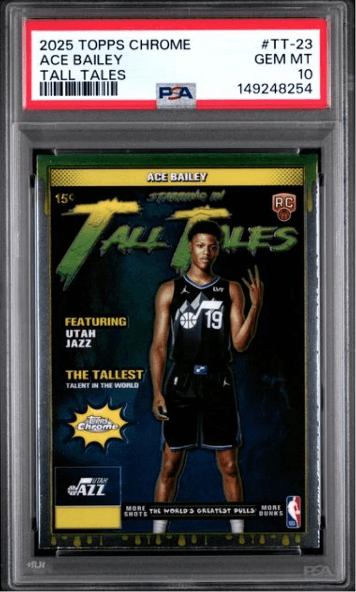 Graded 2025 Topps Chrome Ace Bailey #TT23 Tall Tales RC Basketball Card PSA 10