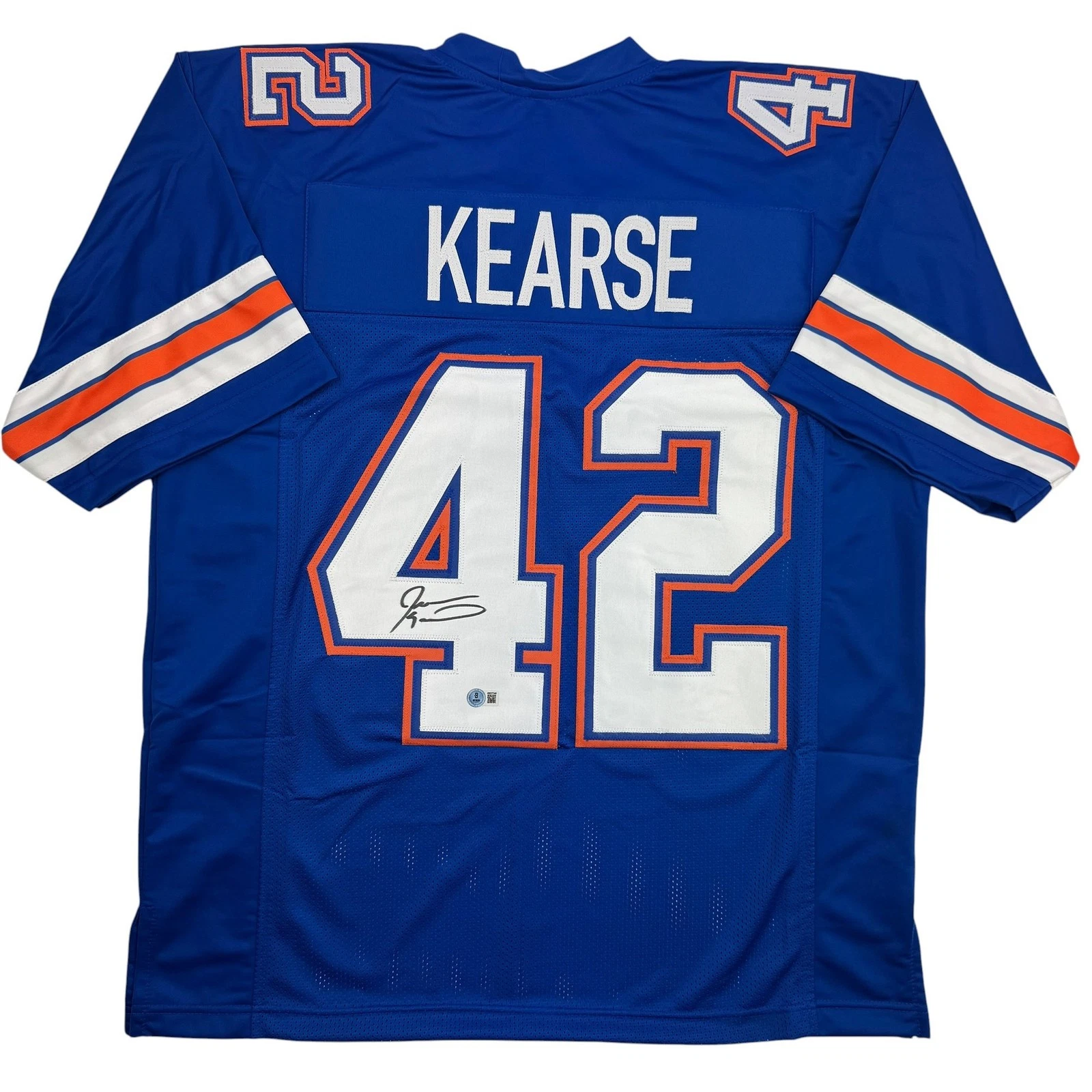 Autographed/Signed Javon Kearse Florida Blue College Football Jersey Beckett COA