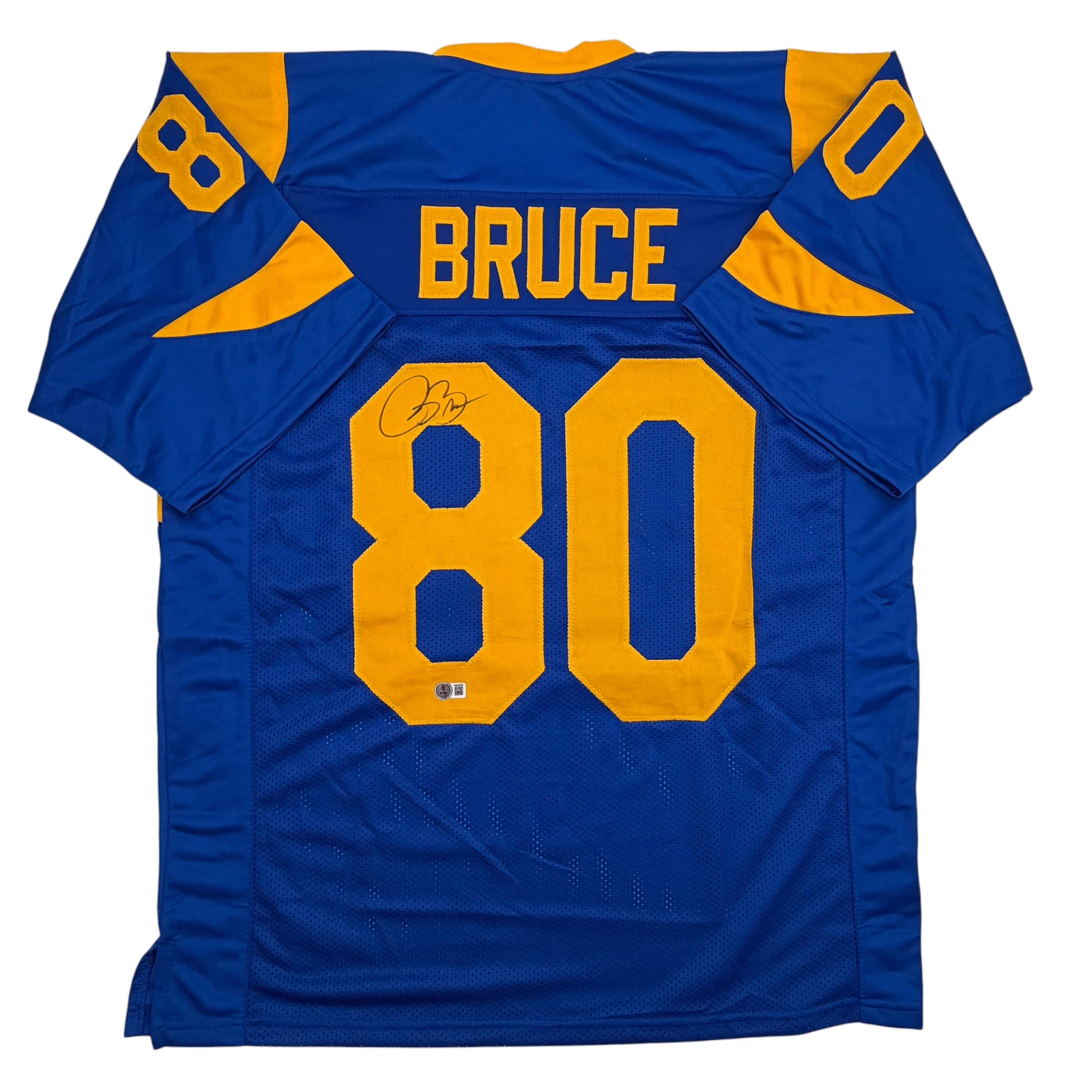 Autographed/Signed Isaac Bruce Los Angeles LA Retro Blue Jersey Beckett BAS COA