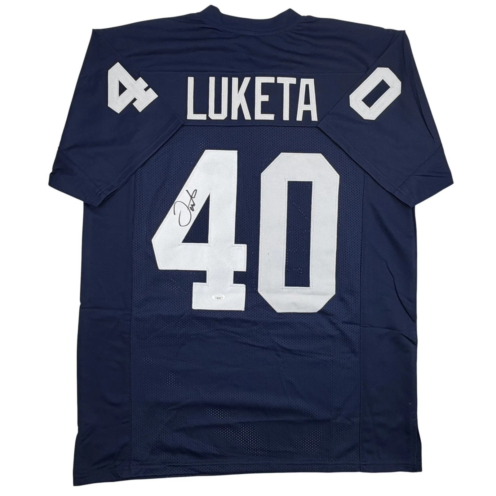 Autographed/Signed Jesse Luketa Penn State Blue College Football Jersey JSA COA