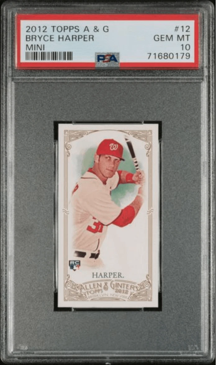 Graded 2102 Topps Allen & Ginter Bryce Harper #12 Mini RC Baseball Card PSA 10
