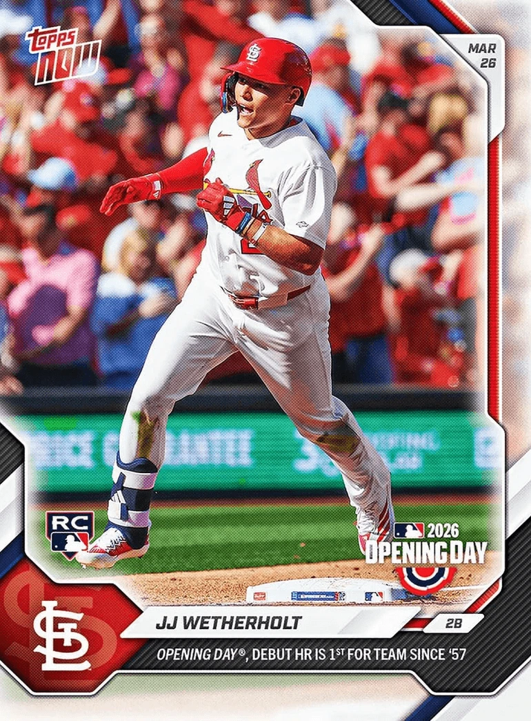 2026 Topps Now JJ Wetherholt #8 St Louis Cardinals Rookie RC Baseball Card