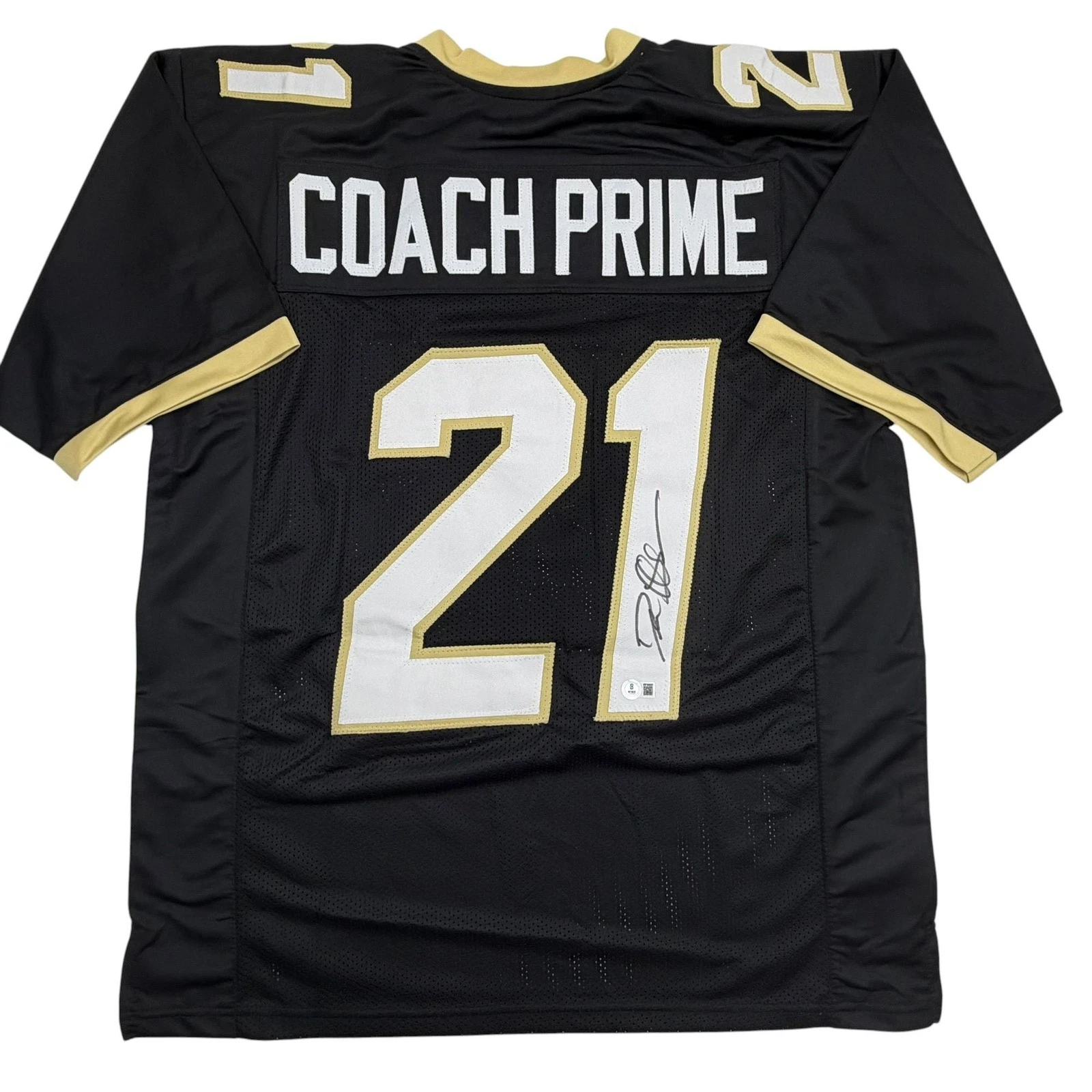 Autographed/Signed Deion Sanders Coach Prime Colorado Black Jersey Beckett COA
