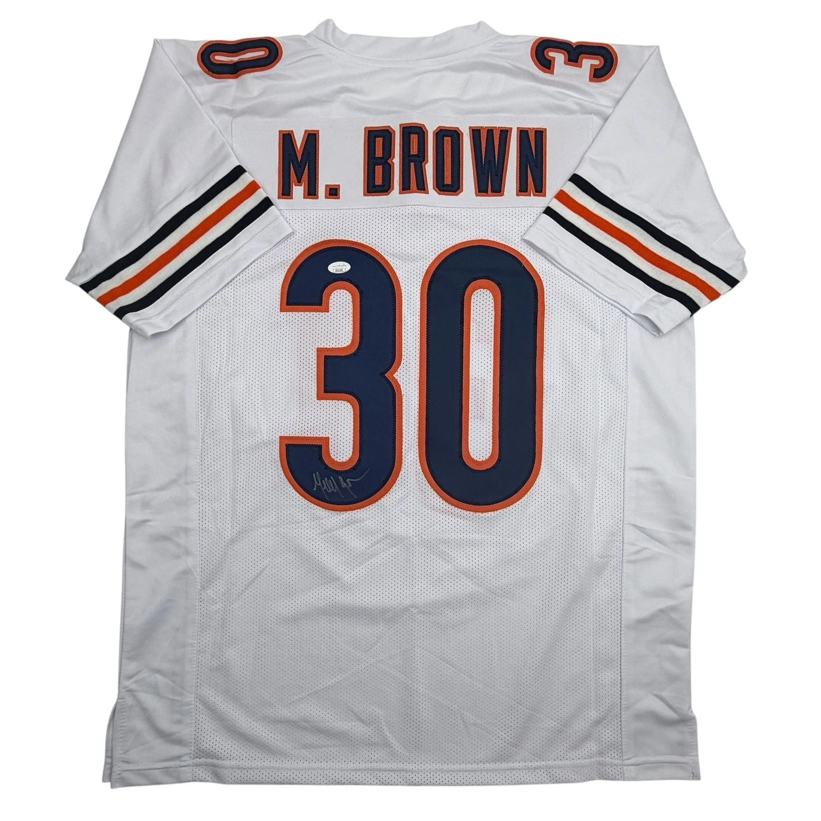 Autographed/Signed Mike Brown Chicago White Football Jersey JSA COA