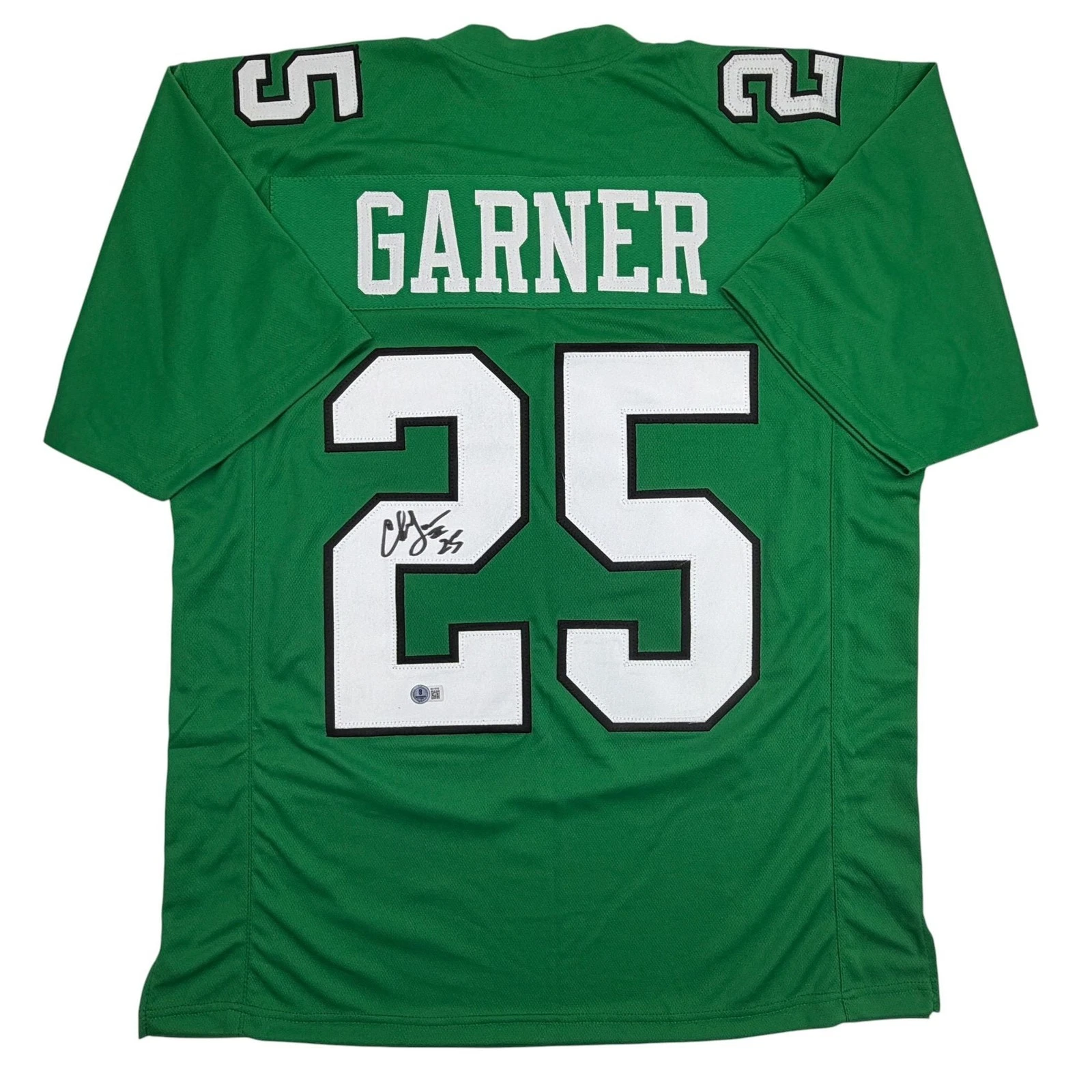 Autographed/Signed Charlie Garner Philadelphia Kelly Green Jersey Beckett COA