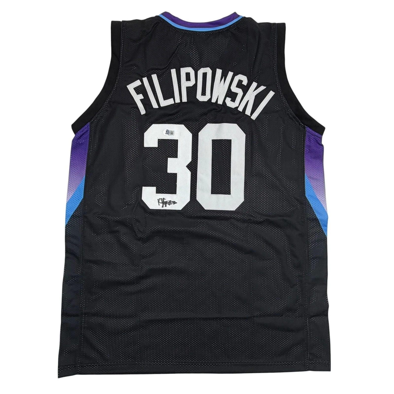 Autographed/Signed Kyle Filipowski Utah Black Basketball Jersey Beckett BAS COA