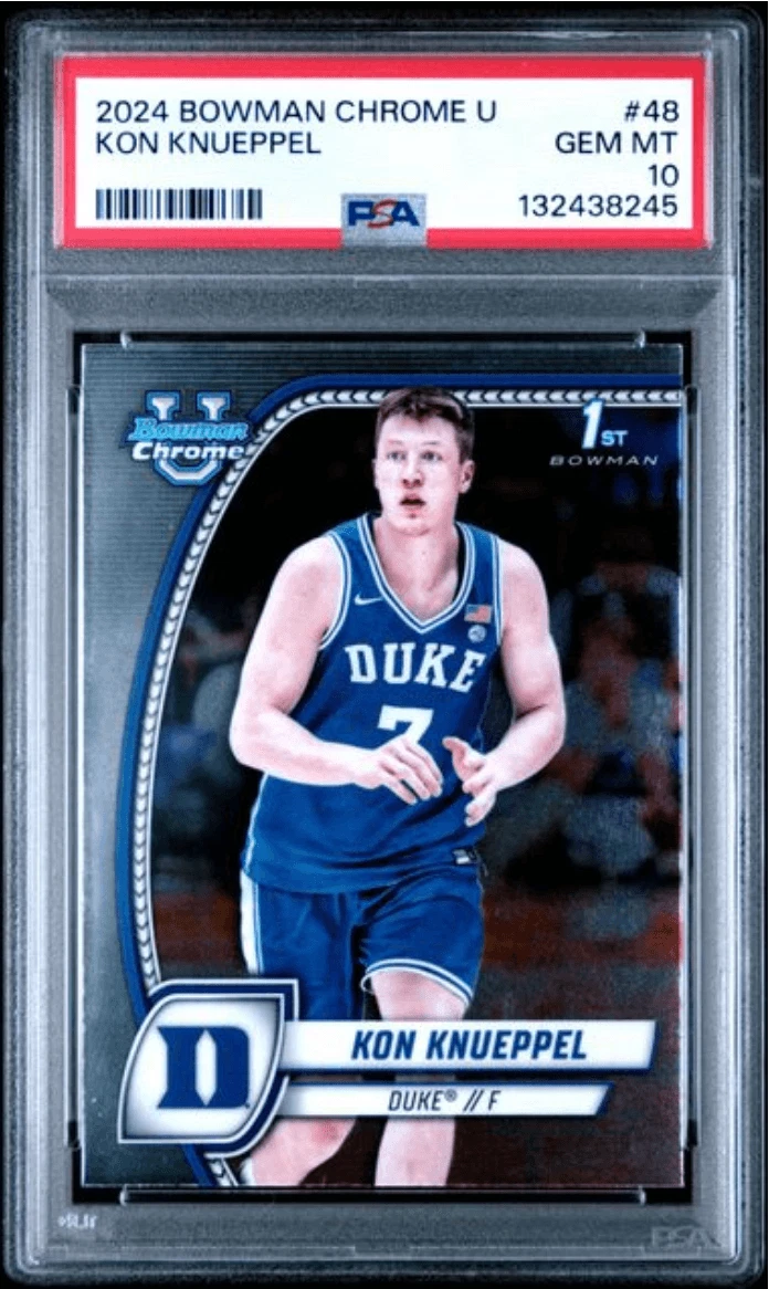Graded 2024 Topps Bowman Chrome U Kon Knueppel #48 Rookie Basketball Card PSA 10