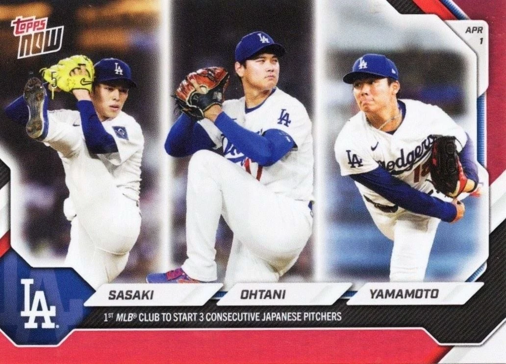 2026 Topps Now Sasaki/Ohtani/Yamamoto #42 Red Foil /5 Baseball Card