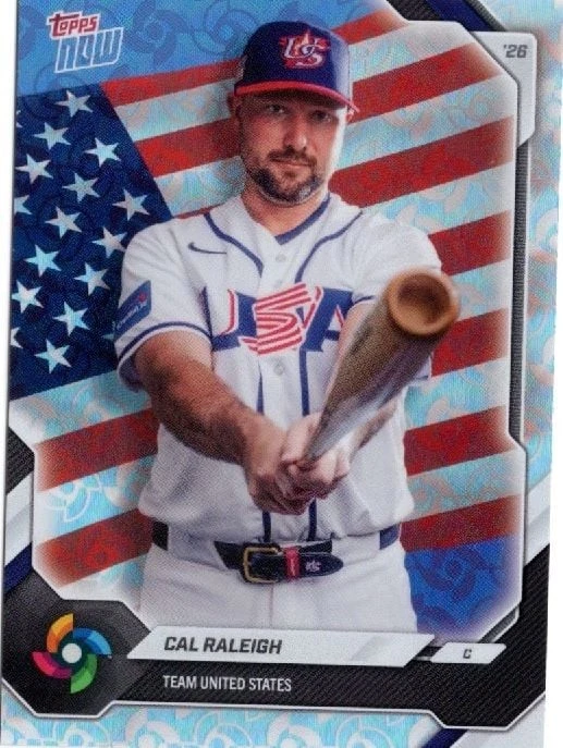 2026 Topps Now WBC Cal Raleigh #USA02 Logo Refractor Team USA Baseball Card