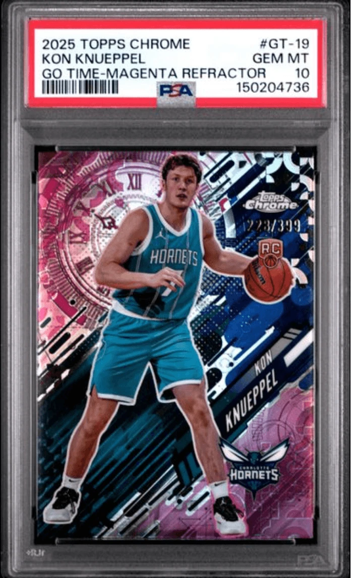 Graded 2025 Topps Chrome Kon Knueppel #GT19 Magenta /399 Rookie Card PSA 10
