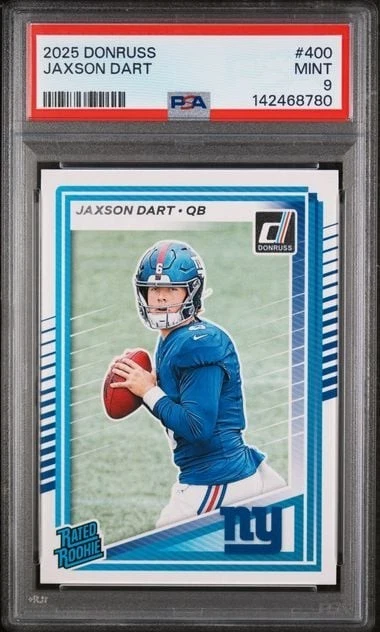 Graded 2025 Donruss Jaxson Dart #400 Rookie RC Football Card PSA 9 Mint