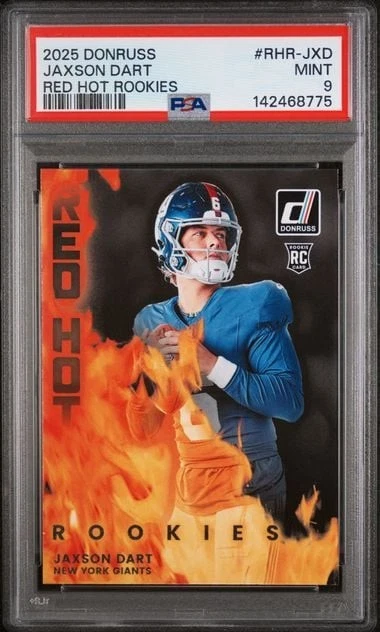 Graded 2025 Panini Donruss Jaxson Dart #RHRJXD Red Hot Rookies PSA 9 Mint