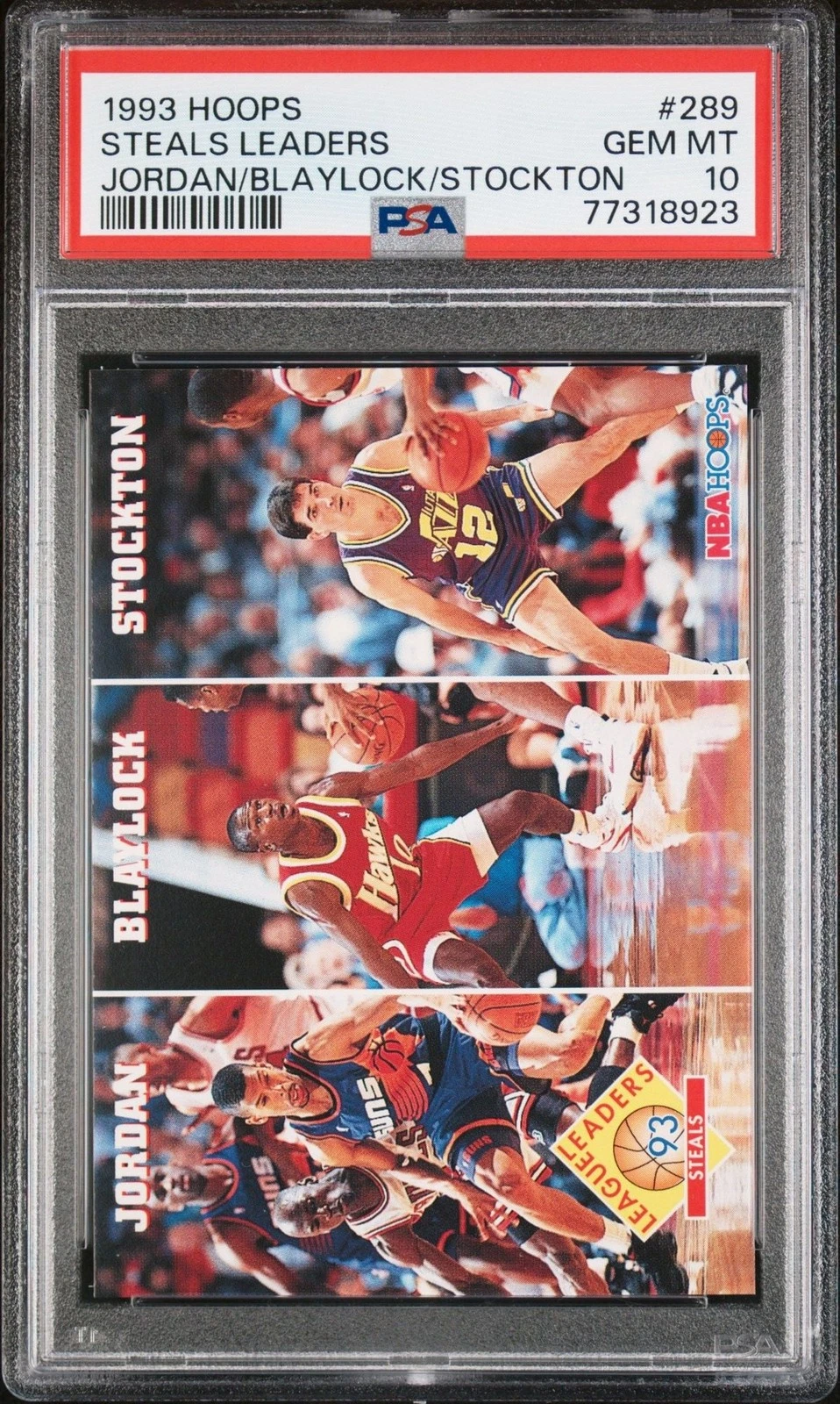 Graded 1993 NBA Hoops Michael Jordan #289 Steals Leaders Basketball Card PSA 10