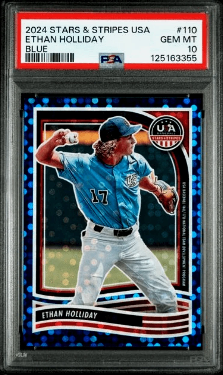 Graded 2024 Stars & Stripes Ethan Holliday #110 Blue /149 Baseball Card PSA 10