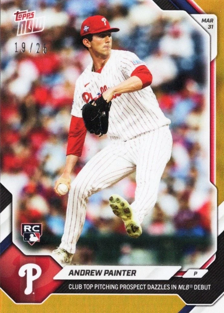 2026 Topps Now Andrew Painter #35 Orange Foil /25 Rookie RC Baseball Card