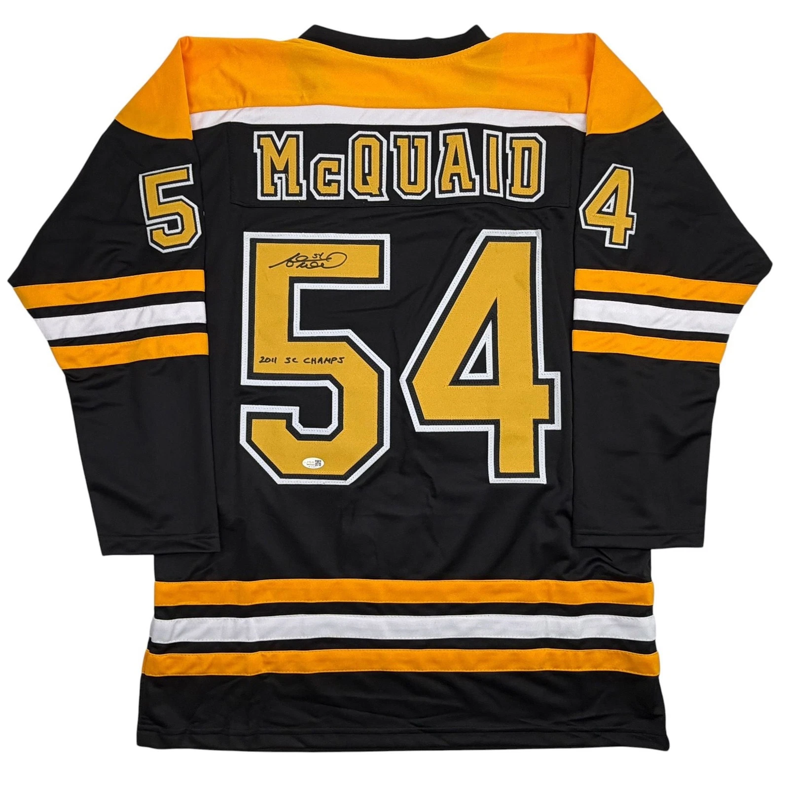 Autographed/Signed Adam McQuaid Boston Black Hockey Jersey JSA COA