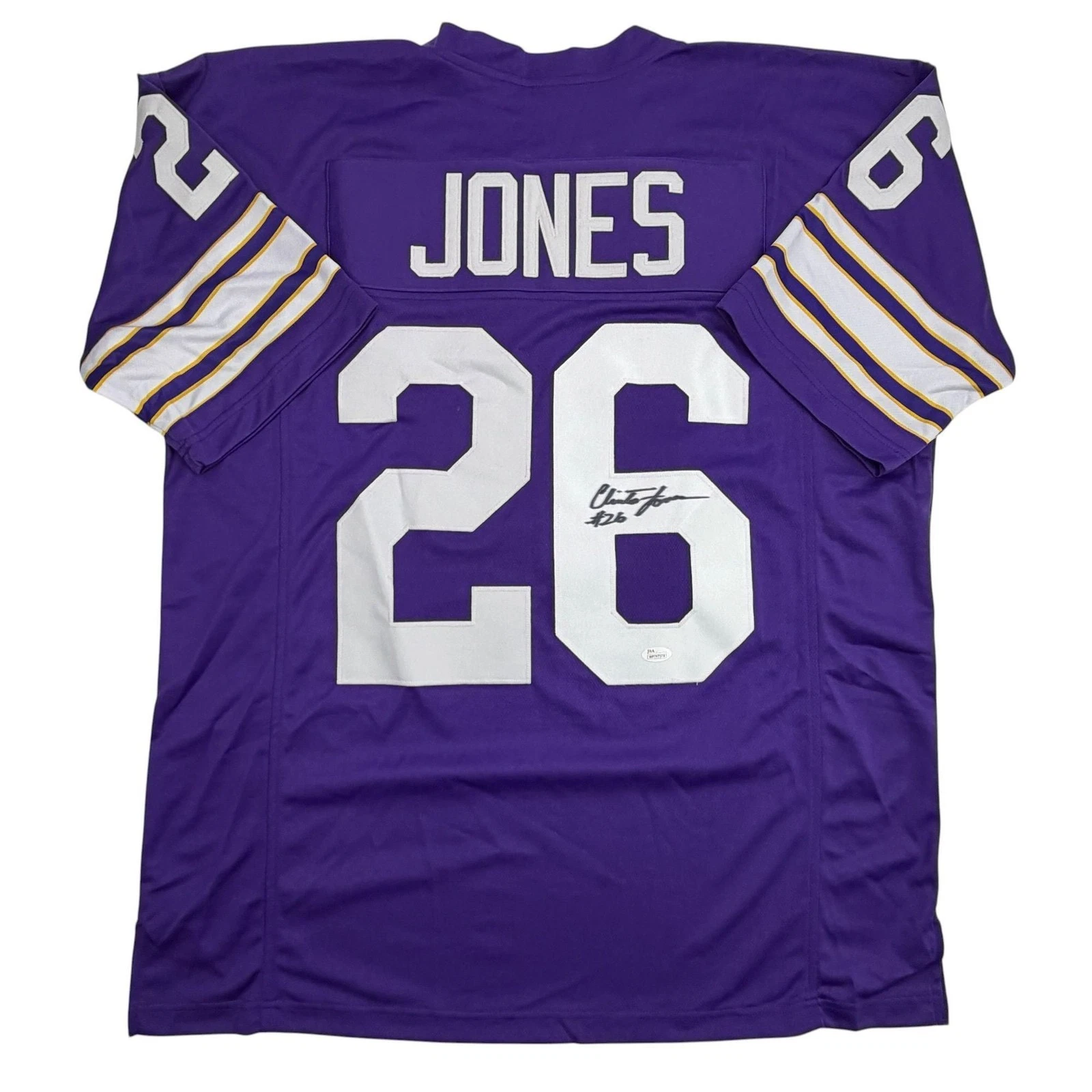 Autographed/Signed Clinton Jones Minnesota Purple Football Jersey JSA COA