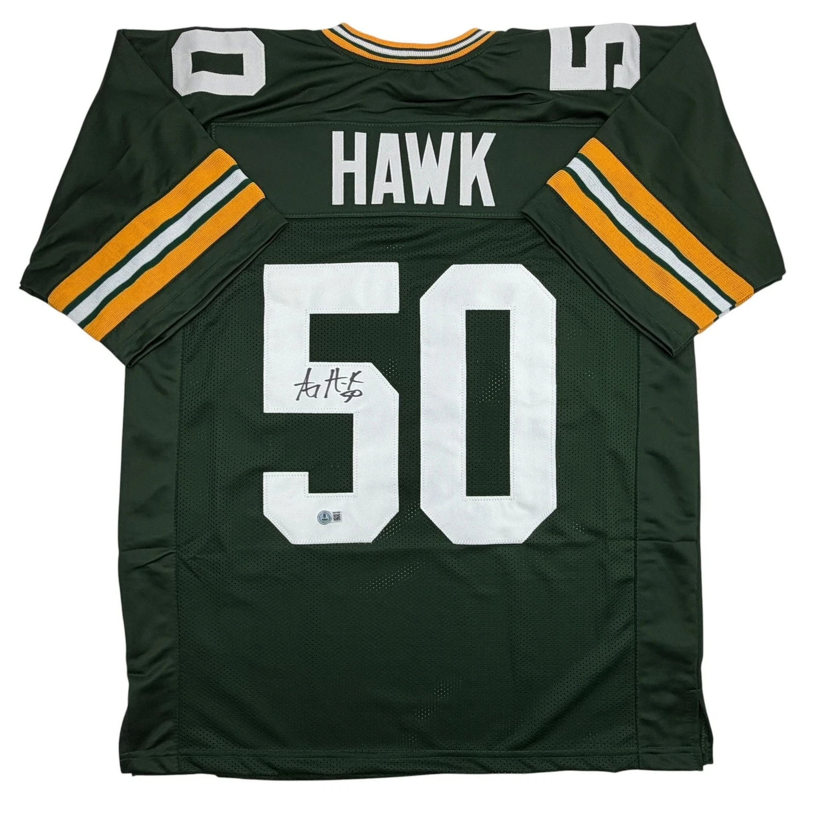 Autographed/Signed AJ Hawk Green Bay Green Football Jersey Beckett BAS COA