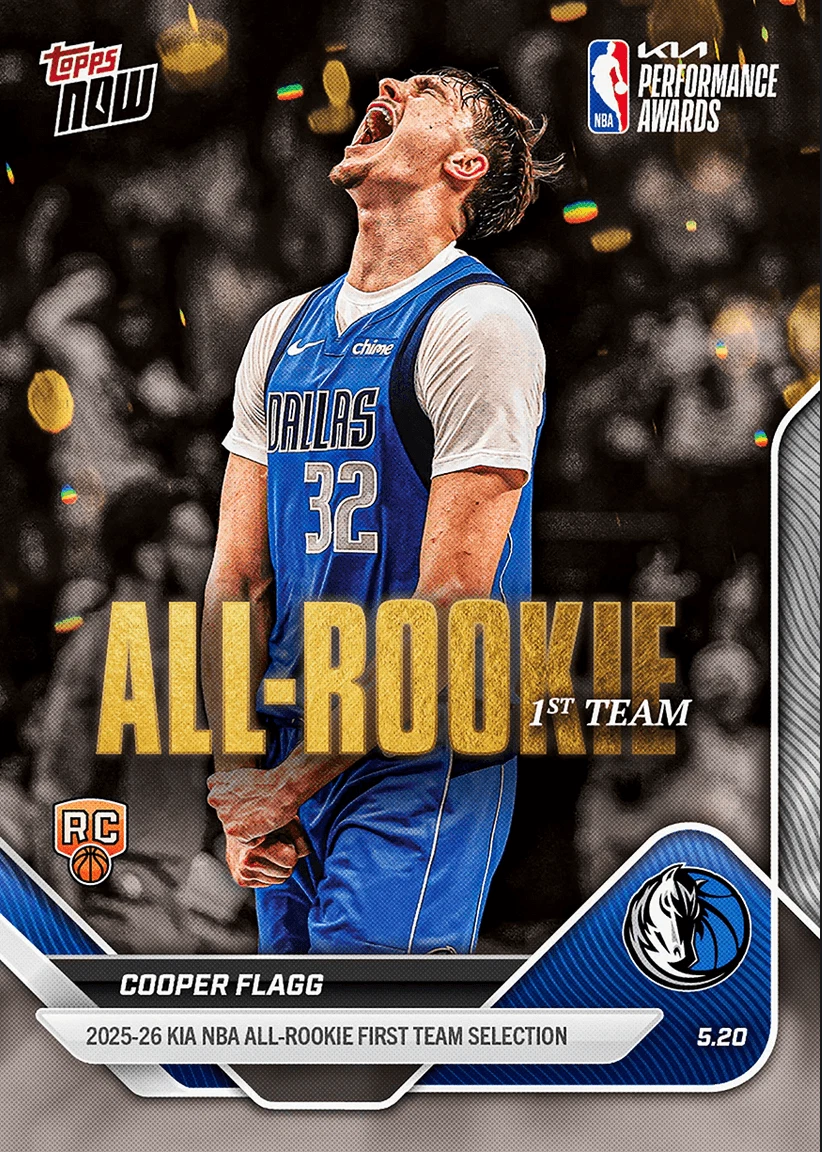 2025 Topps Now Cooper Flagg #ARO1 Dallas Mavericks Rookie RC Basketball Card