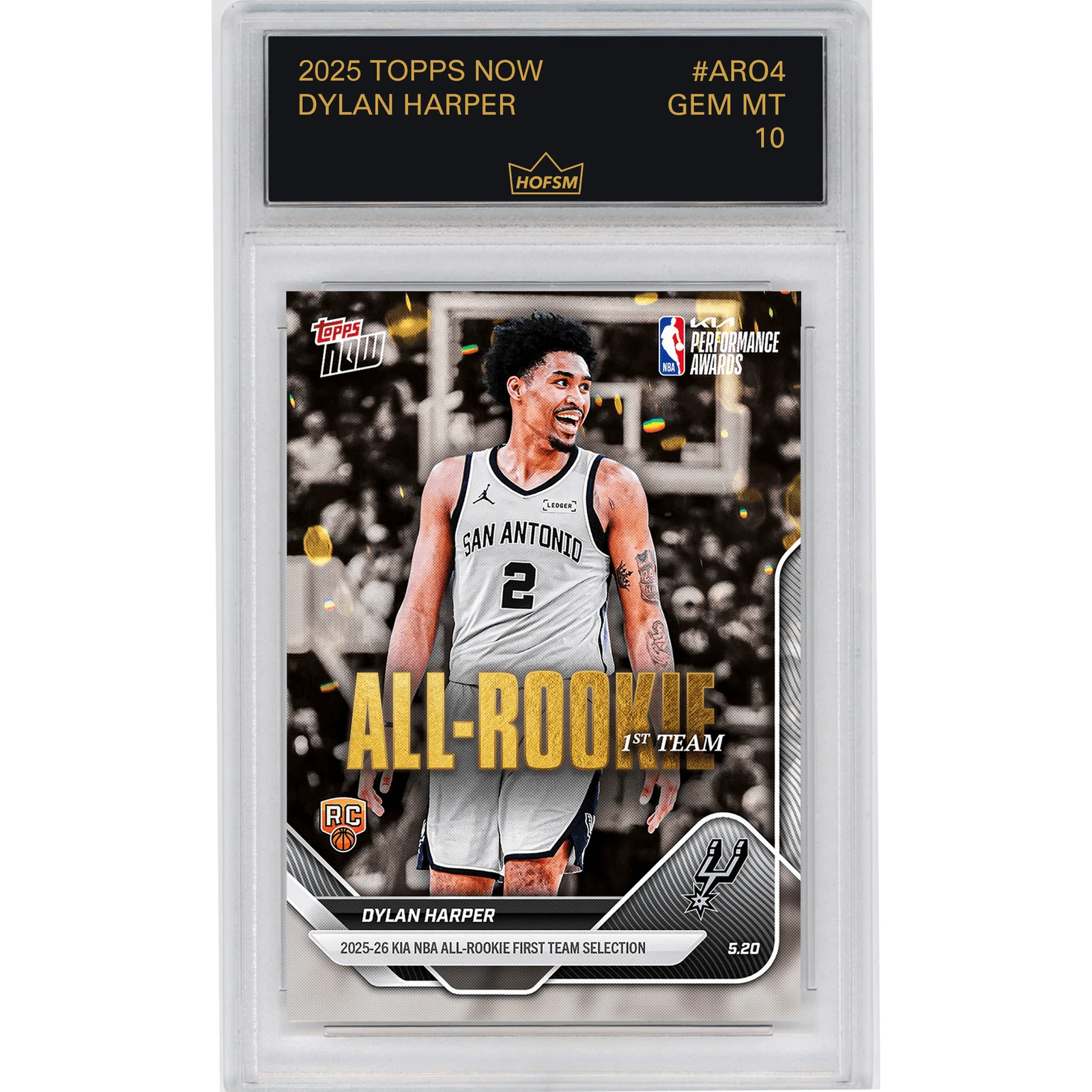 Graded 2025 Topps Now Dylan Harper #AR04 Rookie RC Basketball Card HOFSM 10