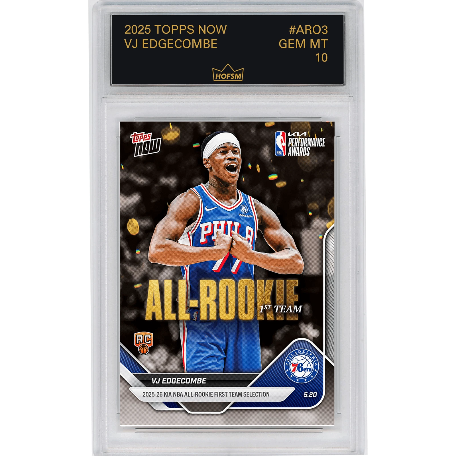 Graded 2025 Topps Now VJ Edgecombe #AR03 Rookie RC Basketball Card HOFSM 10