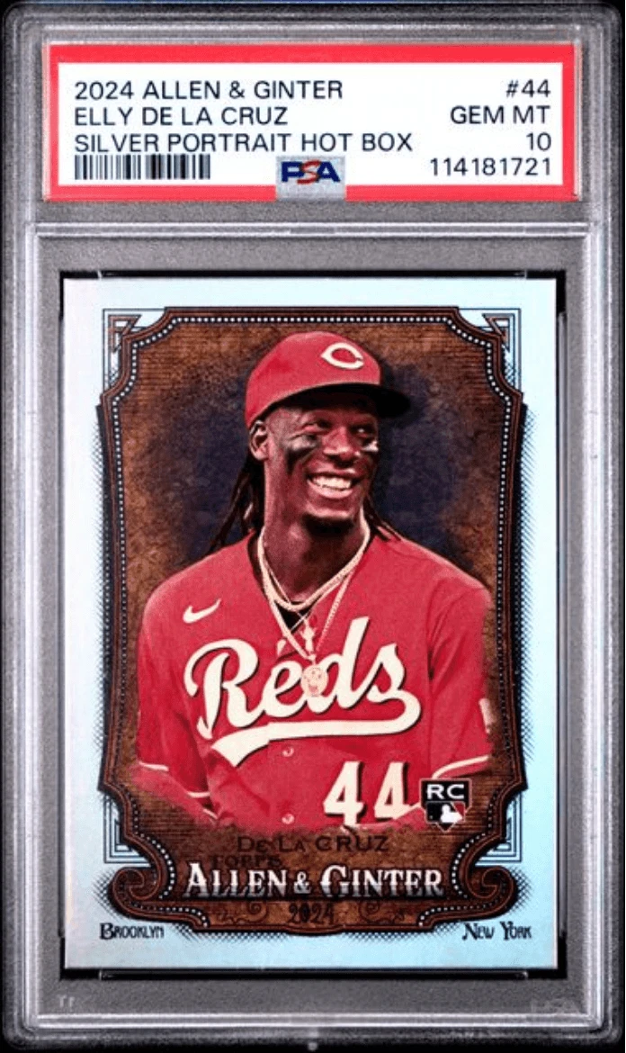Graded 2024 Topps A&G Elly De La Cruz #44 Silver Portrait Hot Box RC Card PSA 10