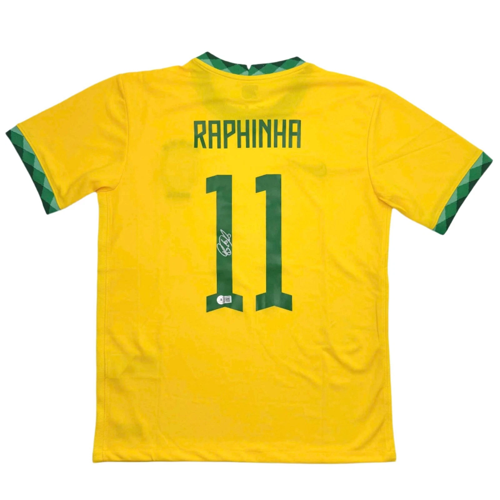 Autographed/Signed Raphinha Raphael Belloli Brazil Yellow Jersey Beckett BAS COA