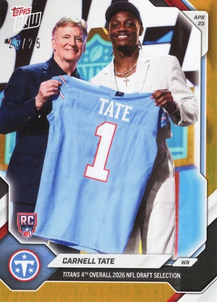 2026 Topps Now Carnell Tate #CTAT Orange Foil /25 Rookie RC Football Card