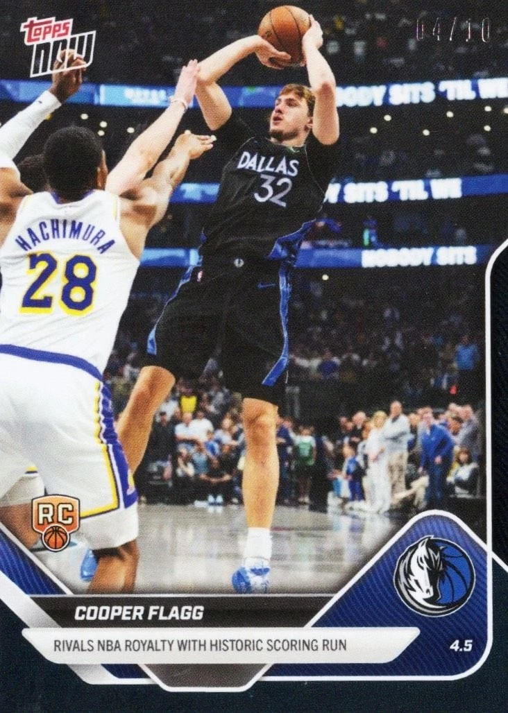 2025 Topps Now Cooper Flagg #242 Black Foil /10 Rookie RC Basketball Card