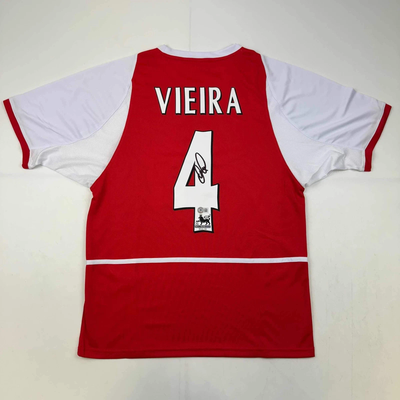 Autographed/Signed Patrick Vieira Arsenal Red Soccer Jersey Beckett BAS COA