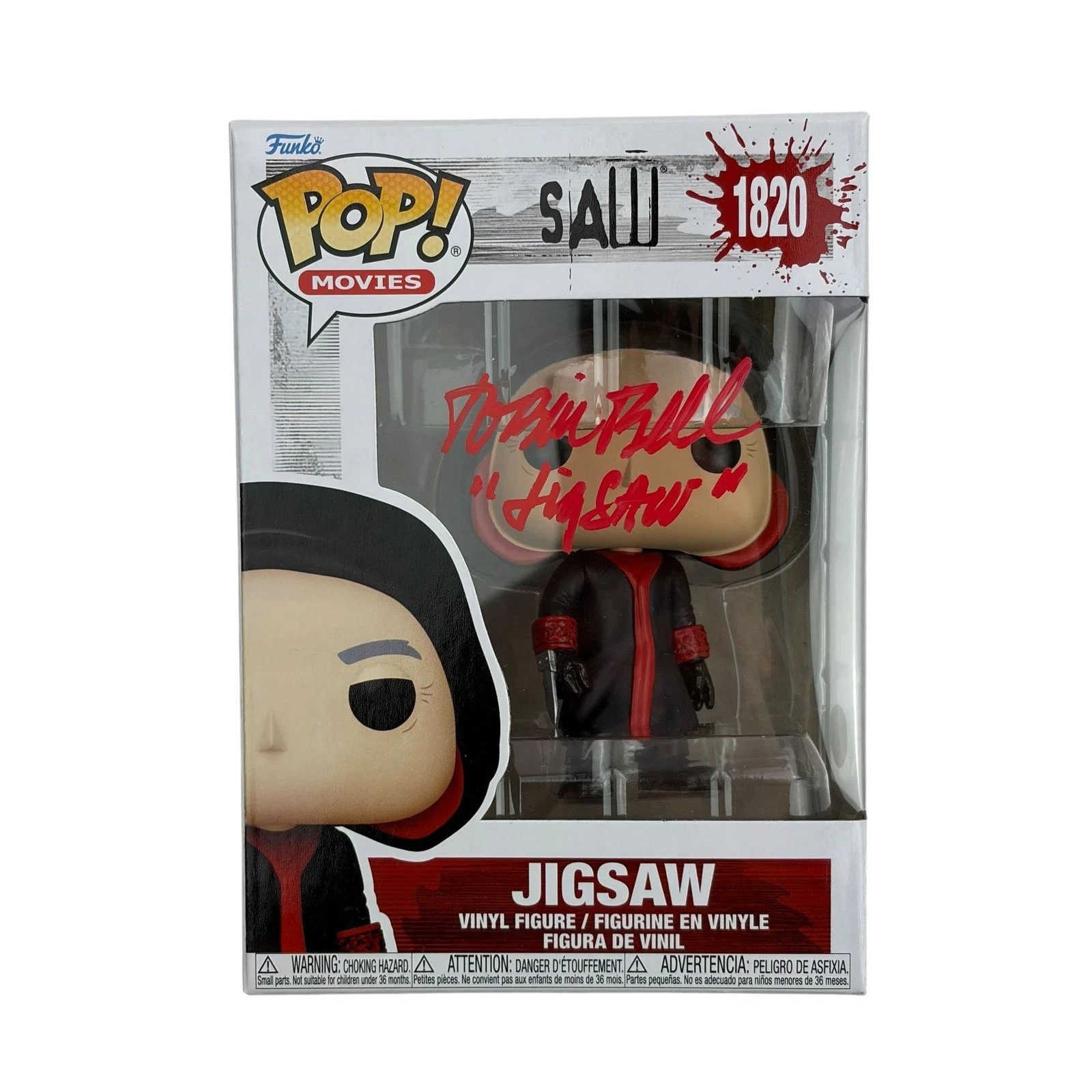 AUTOGRAPHED/SIGNED TOBIN BELL JIGSAW SAW FUNKO POP #1820 MOVIE FIGURINE JSA COA COLLECTIBLE MEMORABILIA
