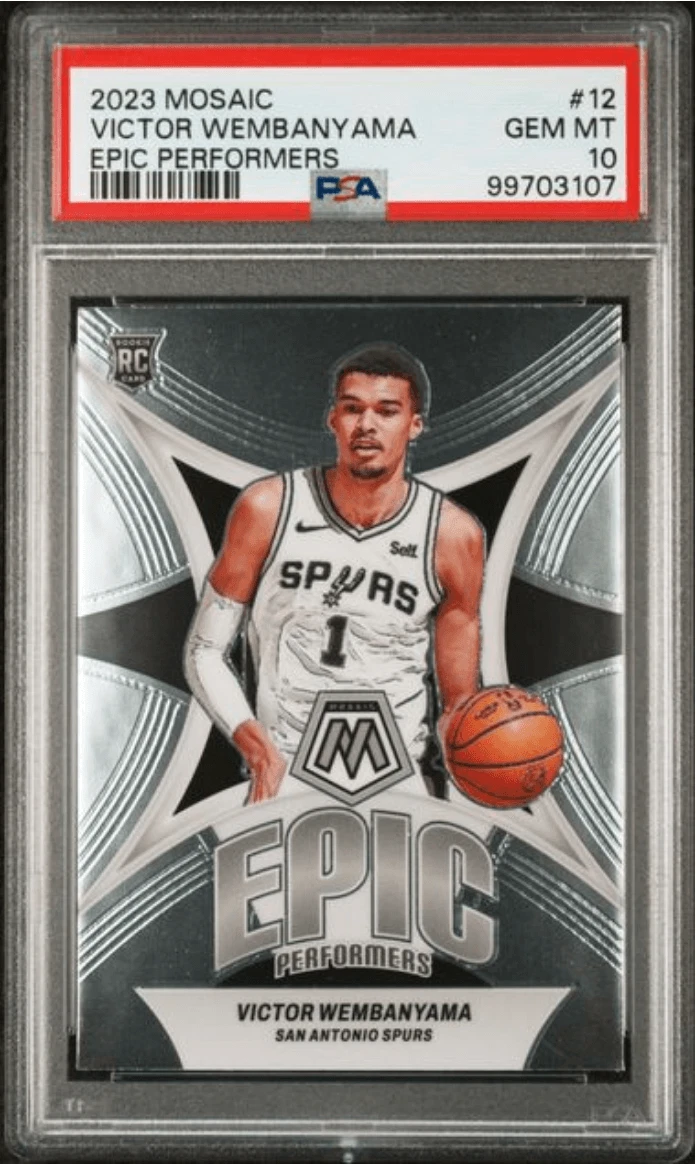 Graded 2023 Mosaic Victor Wembanyama #12 Epic Performers Rookie Card PSA 10