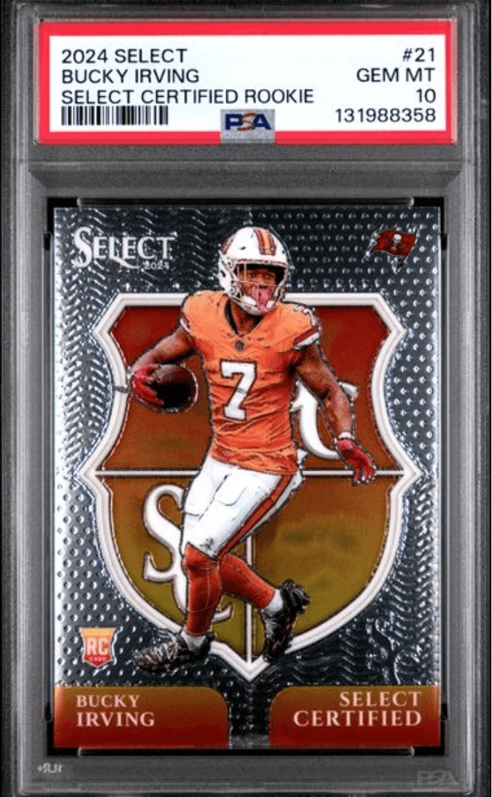 Graded 2024 Select Bucky Irving #21 Certified Rookie RC Football Card PSA 10