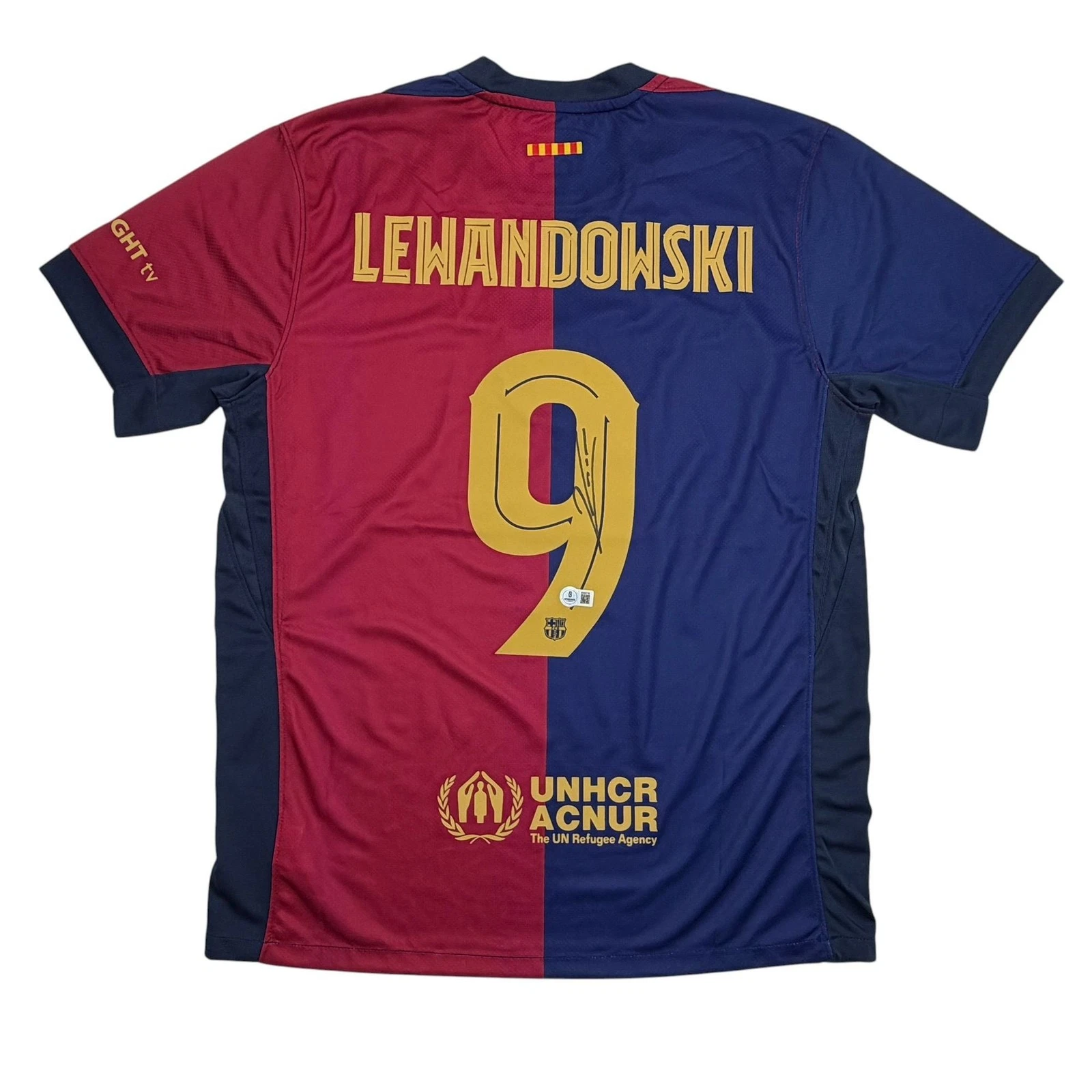 Autographed/Signed Robert Lewandowski FC Barcelona Soccer Jersey Beckett BAS COA