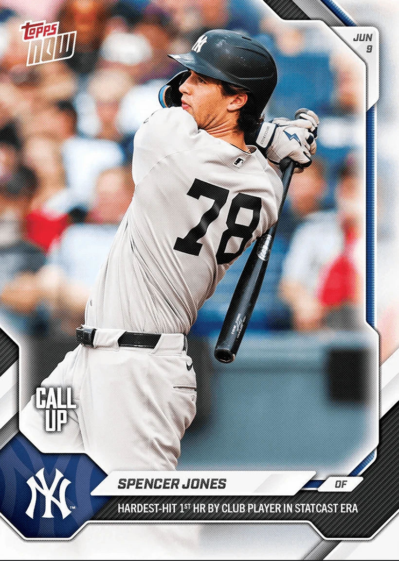 2026 Topps Now Spencer Jones #308 New York Yankees Rookie RC Baseball Card