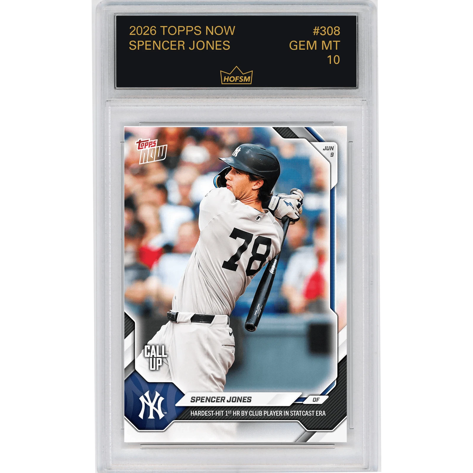 Graded 2026 Topps Now Spencer Jones #308 Rookie RC Baseball Card HOFSM 10